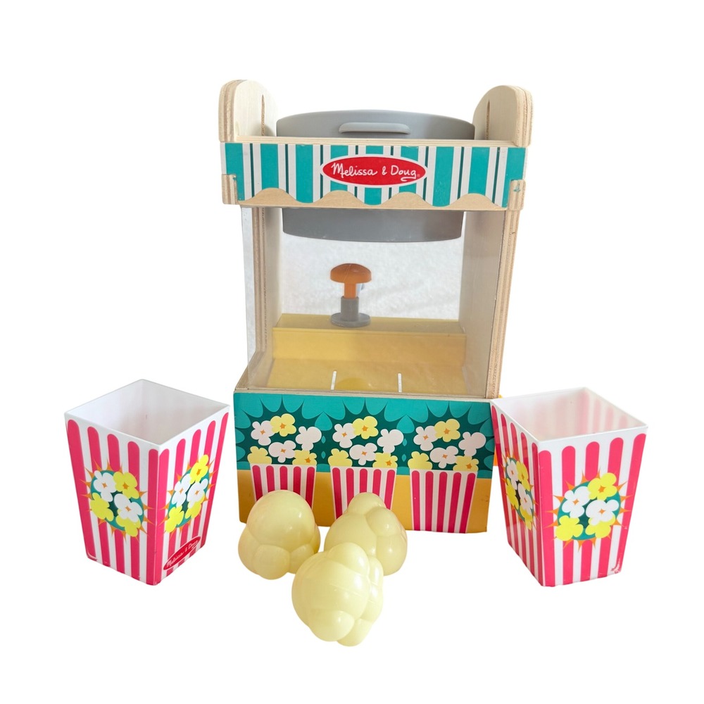 Melissa & Doug Popcorn Maker Play Set Kids Multicolor Wooden Movie Theater Toy
